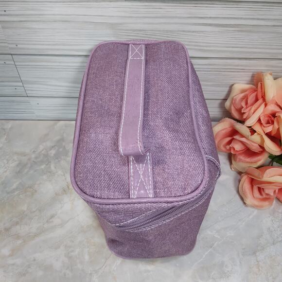 ONE Lilac Purple Cosmetic Bag Make Up Purse Travel Pouch wHandle by Estee Lauder - Picture 6 of 10